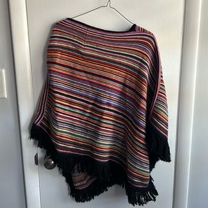 Rainbow poncho with black trim